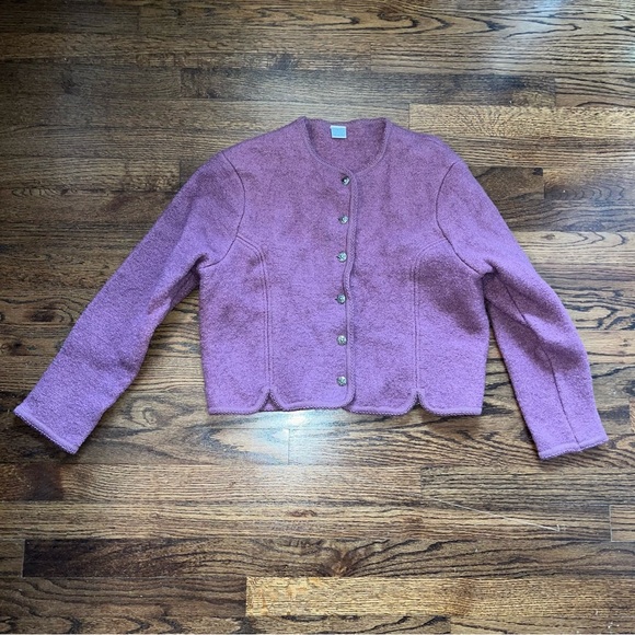 Lilac Purple 100% Wool Tailored Cropped Jacket‎ size 13/14 - Picture 1 of 6